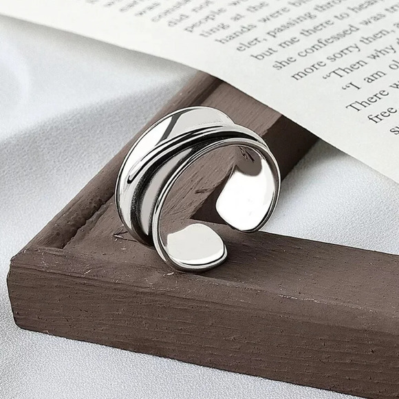 NEW‎ Unisex Abstract Band Ring 925 Sterling Silver Band Ring - Picture 2 of 14